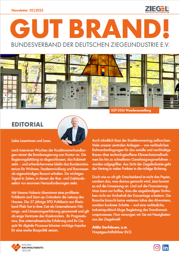 Gut Brand! 02|25 Newsletter der Ziegelindustrie