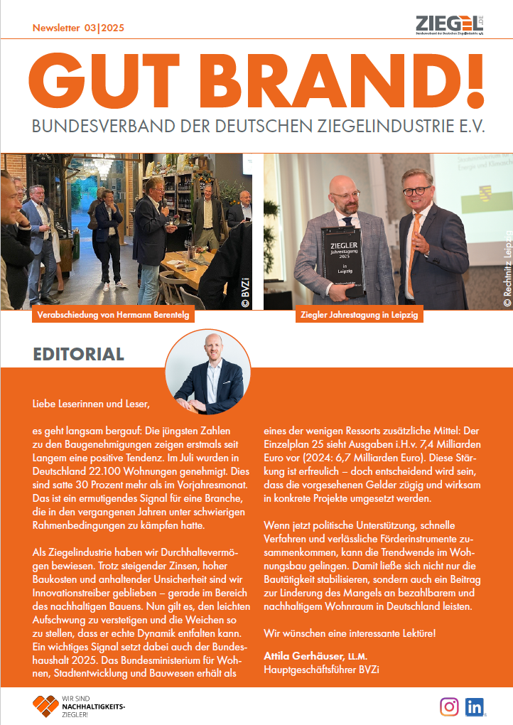 Gut Brand! 03|25 Newsletter der Ziegelindustrie