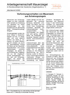 Verformungsverhalten von Mauerwerk  aus Schalungsziegeln