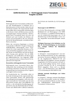 AMz-Bericht 01/2020 | DAfM-Richtlinie Nr. 1 – Nichttragende innere Trennwände (03.04.2020)